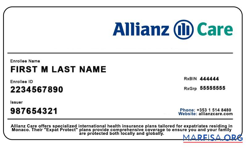 Downloadable Monaco health insurance card sample